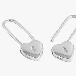 🆕 925 Sterling Silver Puff Heart Safety PIN Earrings